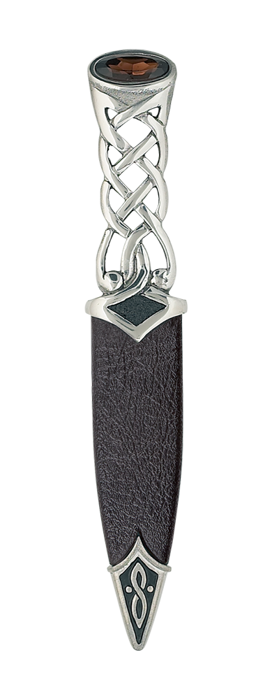 Tay Polished Pewter Sgian Dubh With Stone Top Thumbnail