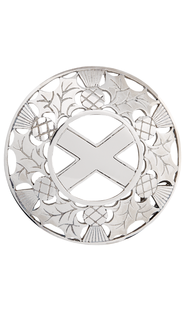 Open Thistle/saltire Plaid Brooch