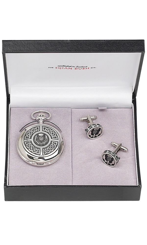 Celtic & Thistle 2 Piece Quartz Pocket Watch Gift Set