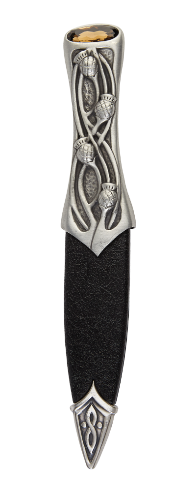 Luss Thistle Pewter Dress Sgian Dubh With Stone Top
