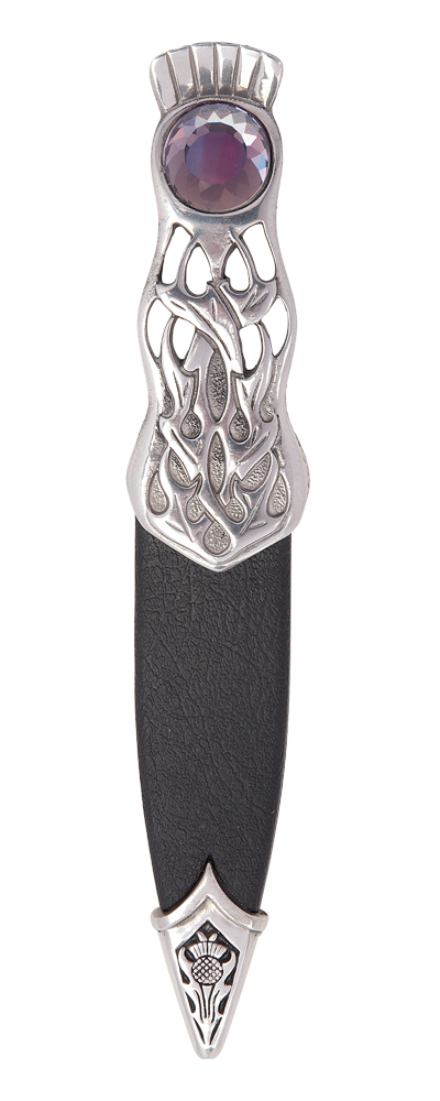 Thurso Polished Pewter Dress Sgian Dubh With Stone Top