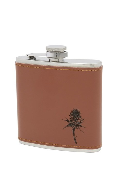 6oz Thistle Tan Leather Stainless Steel Flask