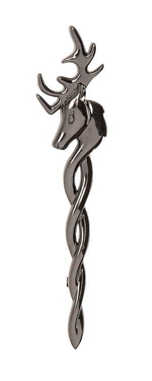 Black Chrome Stag Kilt Pin