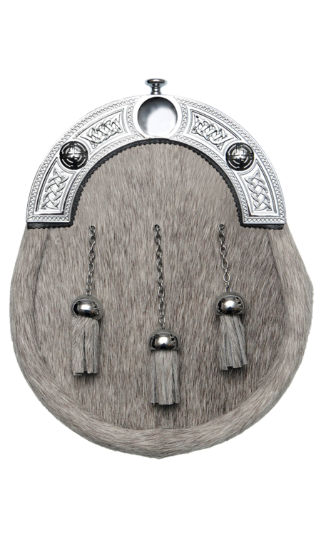 Celtic Bovine Sporran - Chrome Finish