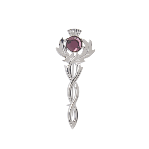 Thistle Kilt Pin With Stone