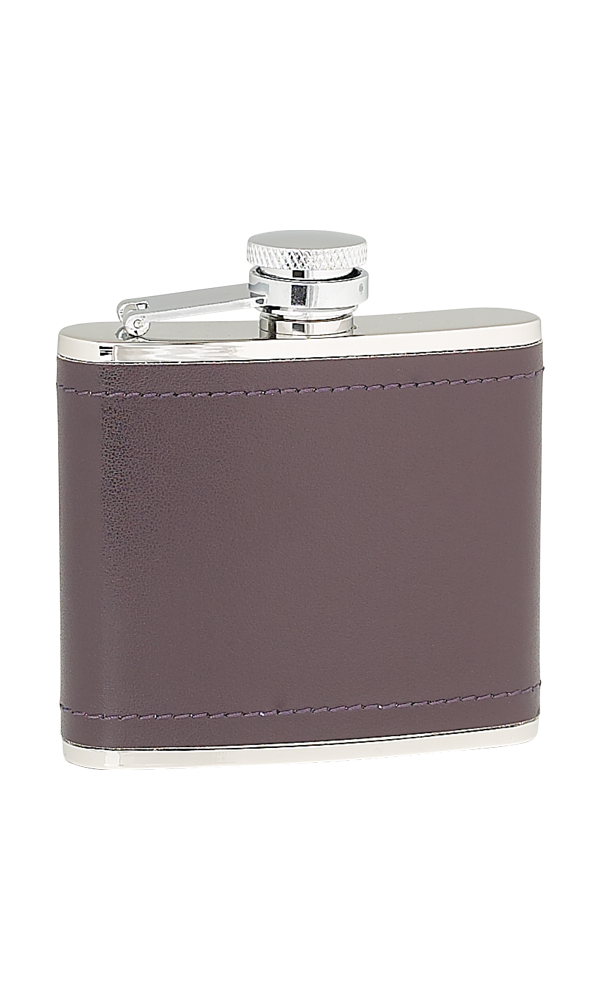 4oz Burgundy Leather Stainless Steel Flask Thumbnail