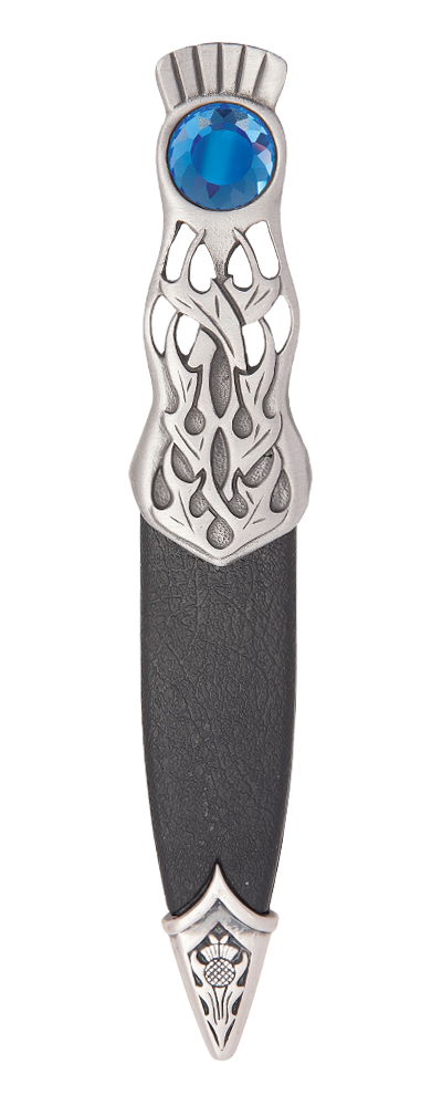 Thurso Matt Pewter Dress Sgian Dubh With Stone Top Thumbnail