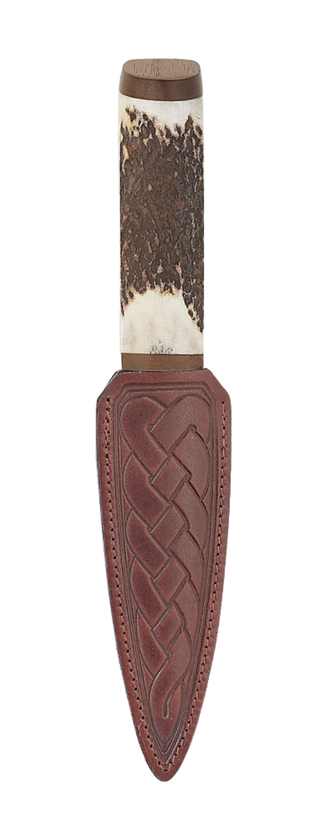 Staghorn Sgian Dubh With Walnut And Damascus Blade Thumbnail