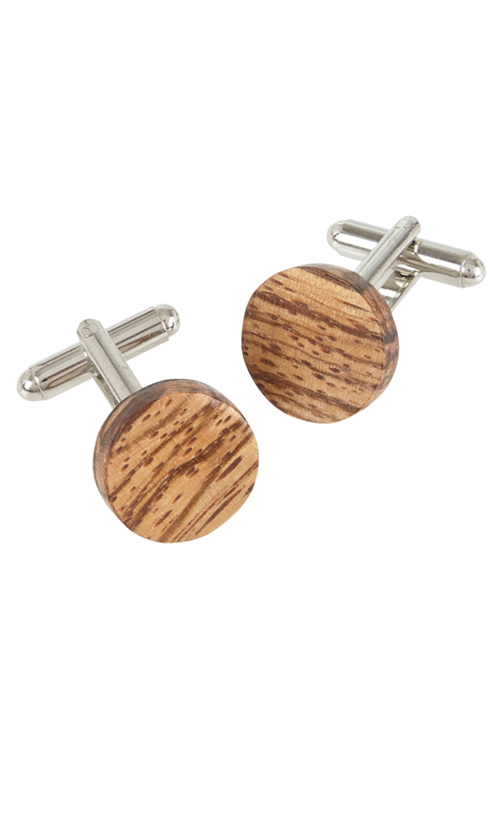 Round Cufflinks - Zebrano Wood Thumbnail