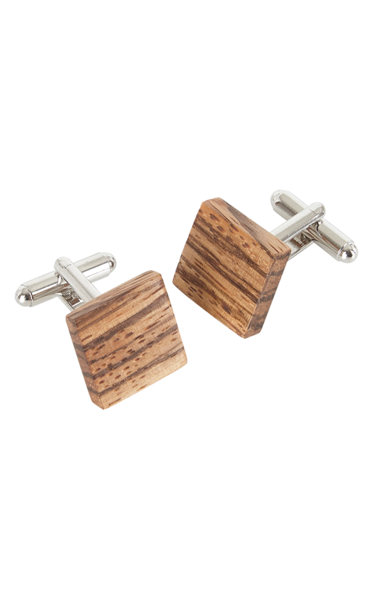 Square Cufflinks - Zebrano Wood Thumbnail