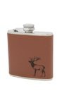6oz Stag Tan Leather Stainless Steel Flask Thumbnail