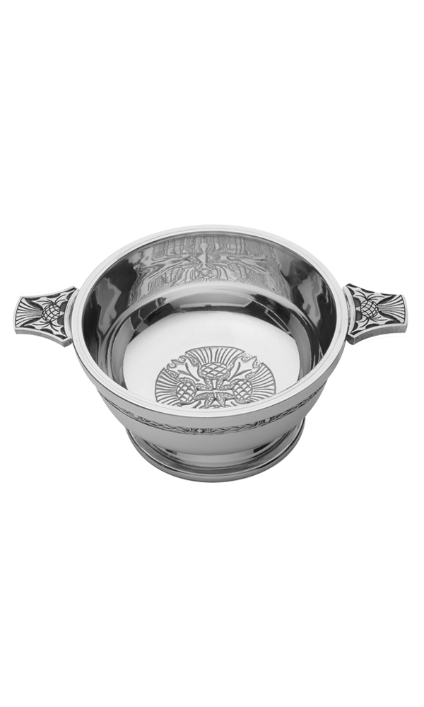 Royal Navy Crown and Anchor Quaich Scottish Drinking Bowl Pewter Stainless Steel 