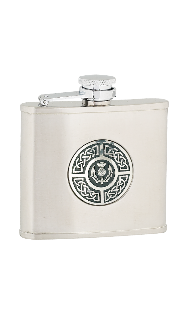 4oz Celtic & Thistle Stainless Steel Flask