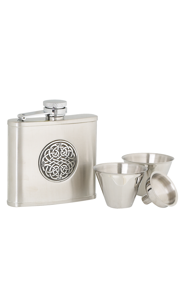 4oz Celtic Weave Stainless Steel Flask Set