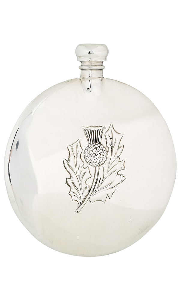 3oz Thistle Sporran  Pewter Flask