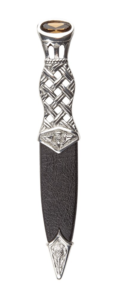 Lochy Polished Pewter Dress Sgian Dubh With Stone Top