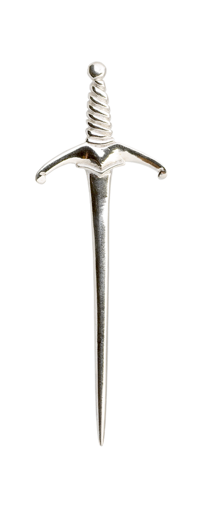 Twisted Sword Silver Kilt Pin