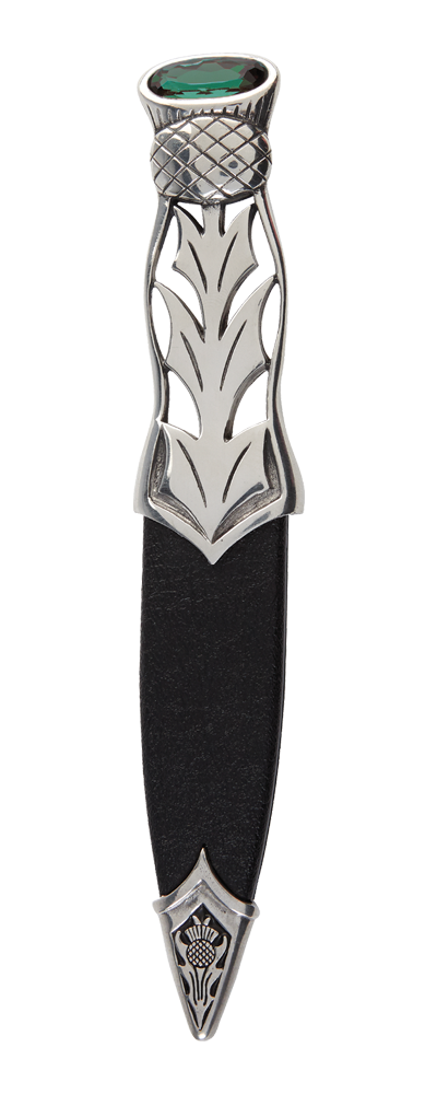Jura Polished Pewter Dress Sgian Dubh With Stone Top