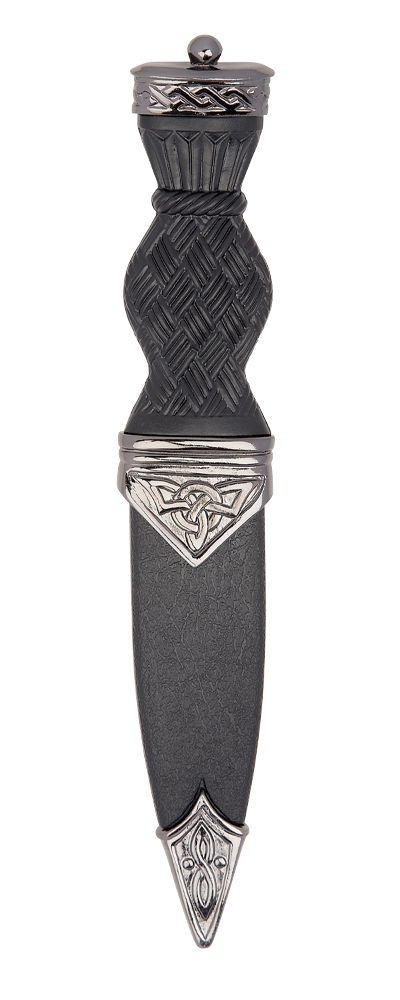 Black Chrome Celtic Sgian Dubh With Plain Top