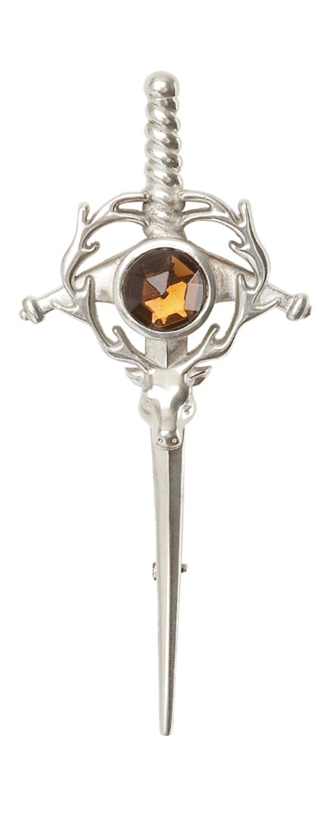 Stag Kilt Pin With Stone