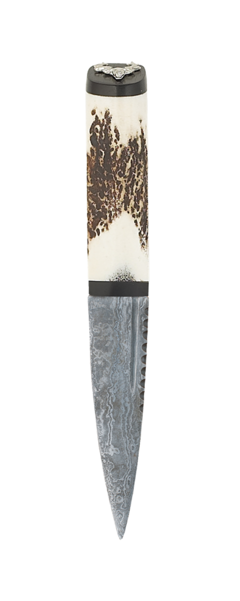 Antler Stag Sgian Dubh With Blackwood And Damascus Blade