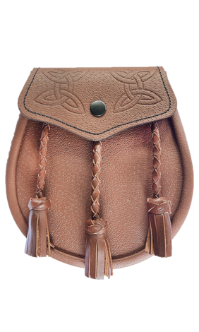 Celtic Embossed Tan Leather Sporran