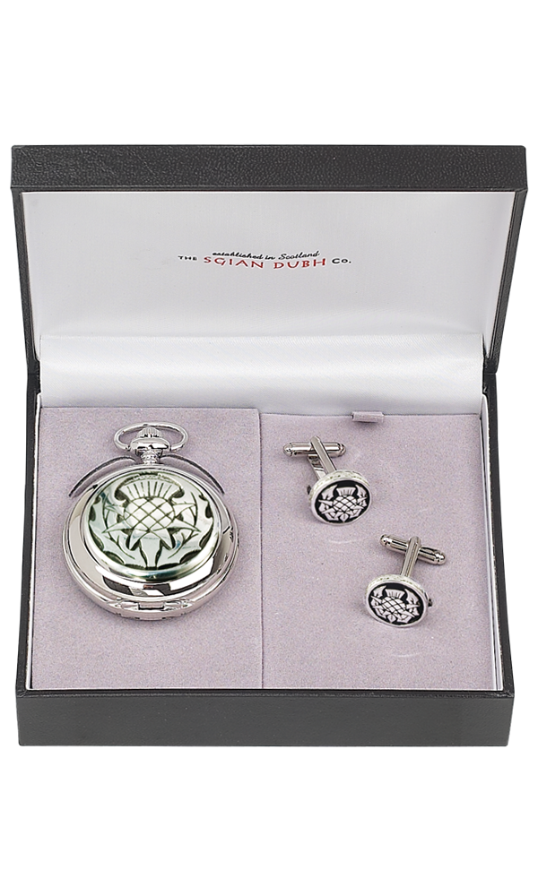 Thistle 2 Piece Quartz Pocket Watch Gift Set The Sgian Dubh Company